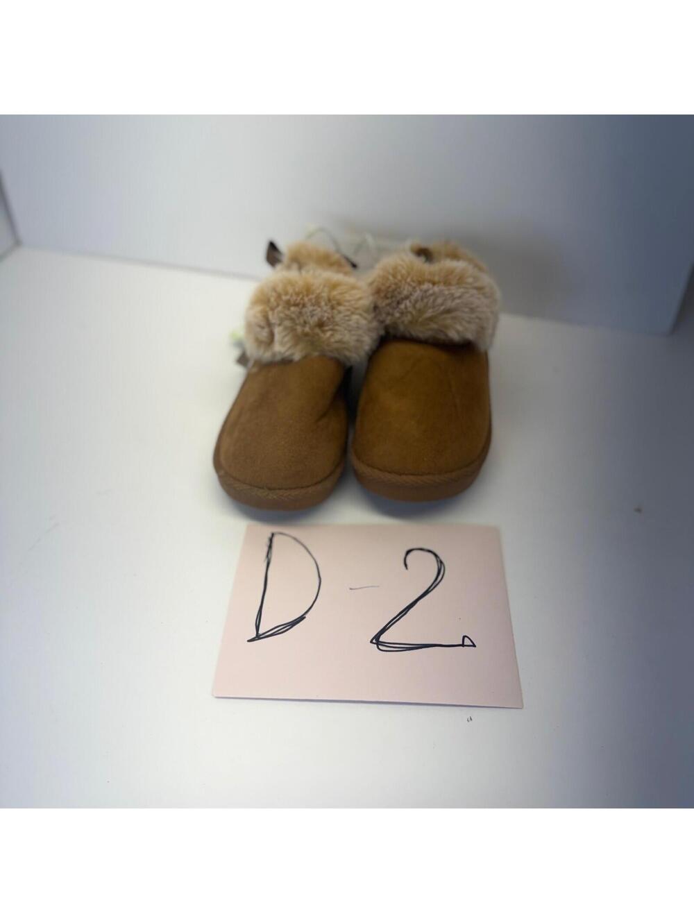 First‎ Steps By Stepping Stones Girls Size 6 Brown Faux Fur Bow Slippers NEW